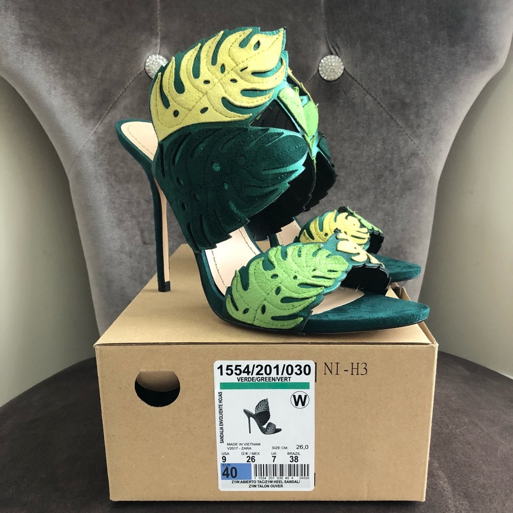 Zara Green Leaf Heels
